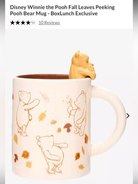 Exclusive BoxLunch Disney Winnie the Pooh Fall Leaves Peeking Pooh Bear Mug